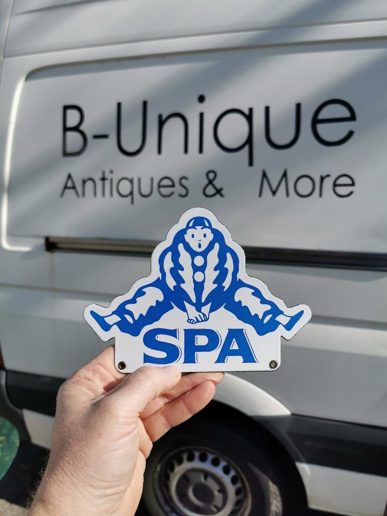 Vintage emaille reclame bordje SPA, Verzamelen, Merken en Reclamevoorwerpen, Ophalen of Verzenden, Gebruikt, Reclamebord