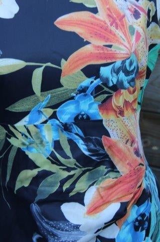 Jurk zwart/ oranje/ blauw Karen Millen mt 14 (L) OPRUIMING, Karen Millen, Blauw, Maat 42/44 (L), Ophalen of Verzenden