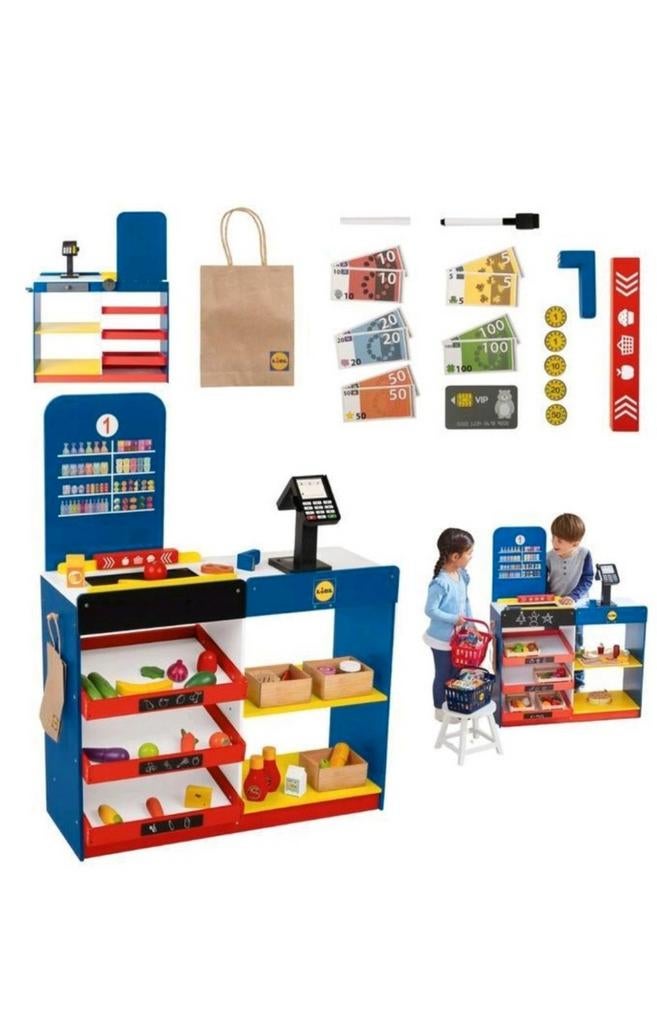 Nieuwe houten Lidl winkel met kassa en accessoires, Klantenservice@lidl.nl, Lidl, Meubelstuk of Keukentje, Nieuw