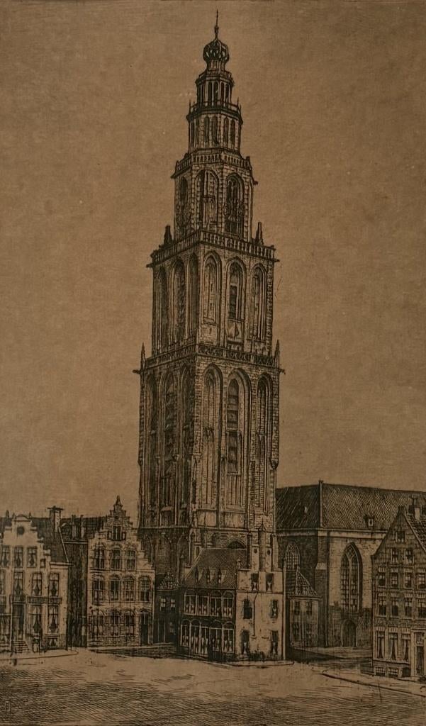 331. Ets, Marius Johannes Janssen - Martinitoren Groningen., Antiek en Kunst, Ophalen of Verzenden