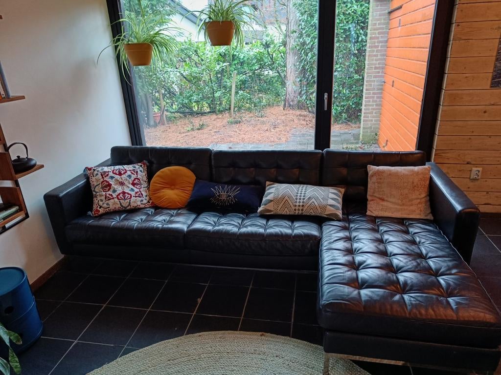 Lederen bankstel met aluminium onderstel, Ophalen