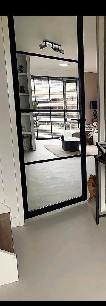 Zwarte binnendeur Lundia met blank glas, Doe-het-zelf en Verbouw, Deuren en Horren, Ophalen, 215 cm of meer, Binnendeur, Glas