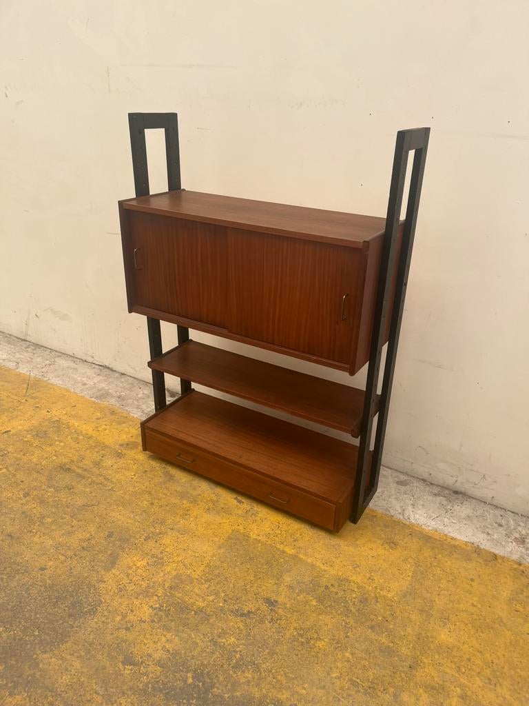 Wandkast Simpla Lux vintage retro teak jaren 60 €265, Huis en Inrichting, Kasten | Stellingkasten, Ophalen of Verzenden, Gebruikt