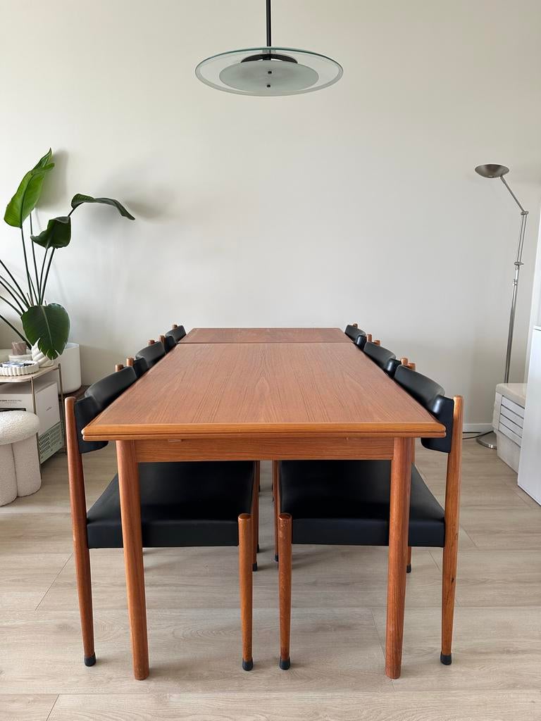 Vintage Deense Teak uitschuiftafel - Høng Stolefabrik, Ophalen of Verzenden