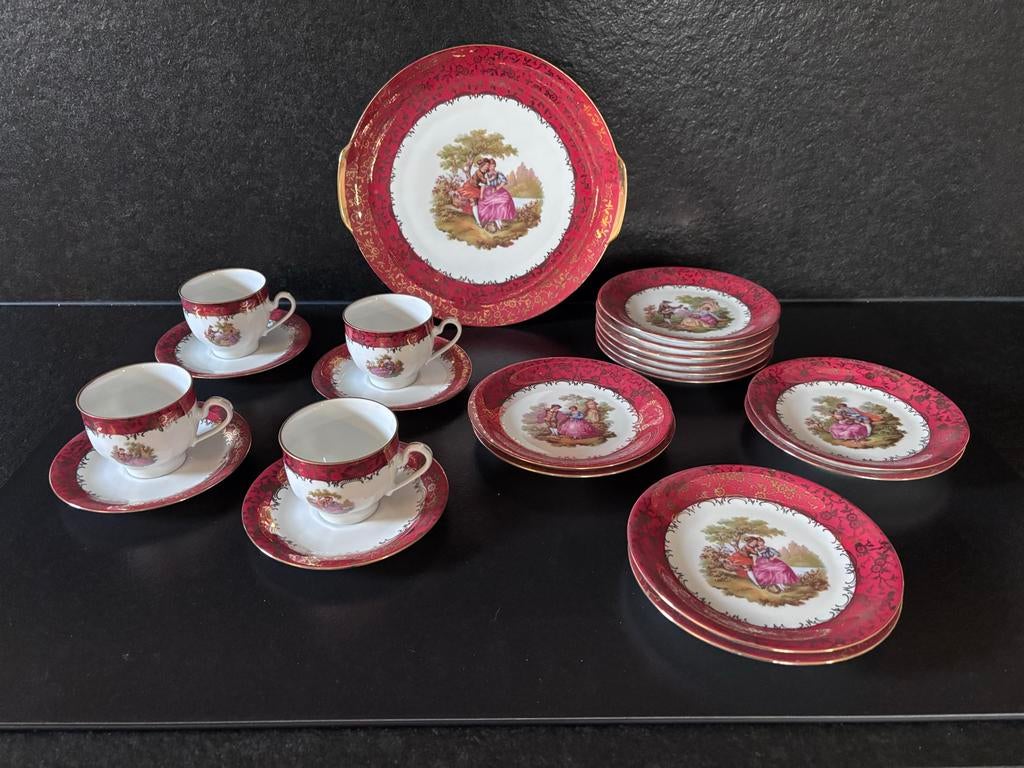 Vintage Limoges servies (Schaller, Beieren), Antiek en Kunst, Antiek | Servies los, Ophalen of Verzenden