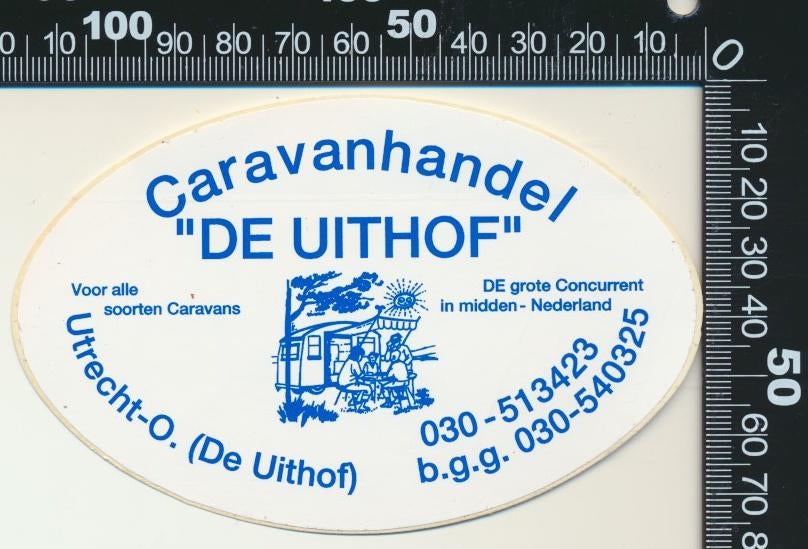 Sticker: Caravanhandel De Uithof - Utrecht, Ophalen of Verzenden, Zo goed als nieuw, Bedrijf of Vereniging
