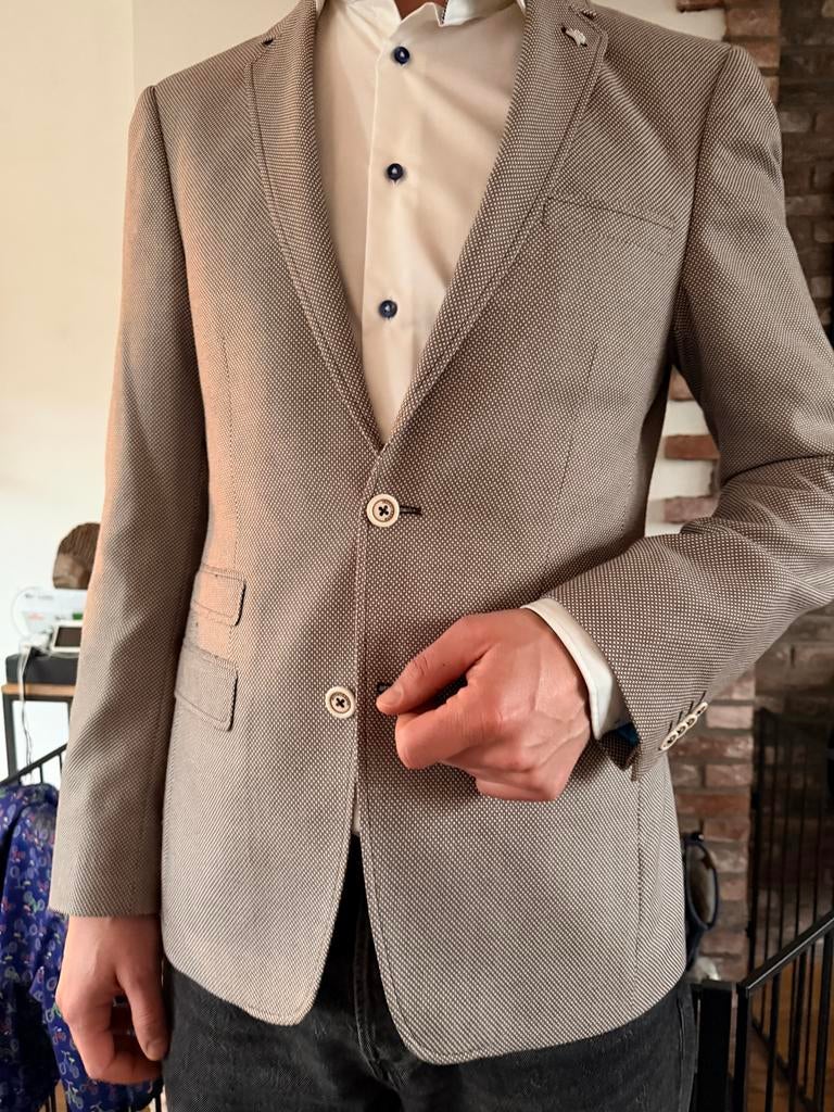 Jackett & Sons colbert maat 98 (L) + overhemd, Ophalen of Verzenden, Zo goed als nieuw, Maat 52/54 (L), Grijs