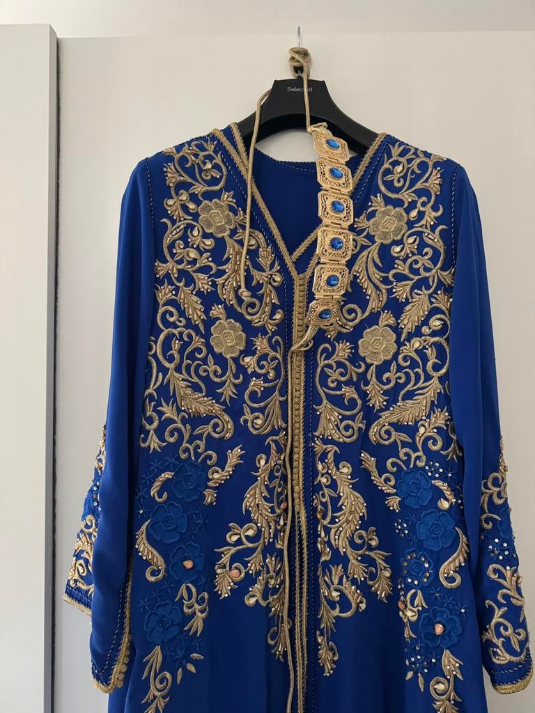 Marokkaanse jurk (takchita), Blauw, Maat 42/44 (L), Ophalen of Verzenden, Zo goed als nieuw