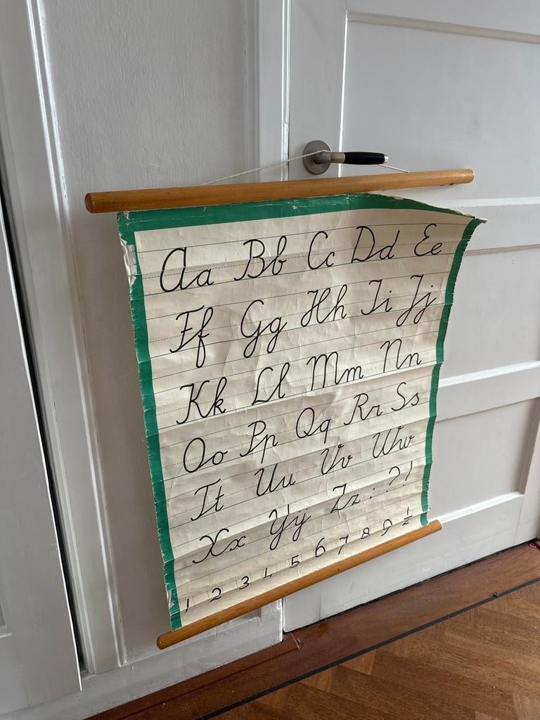 Oude Schoolplaat ABC, Antiek en Kunst, Antiek | Schoolplaten, Ophalen, Overige thema's