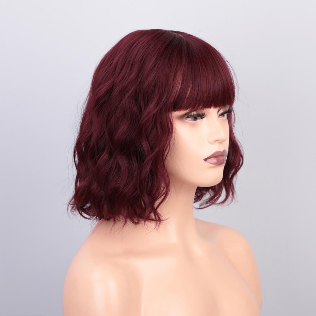 Rode Korte Golvende Pruik Met Bob Rood Haar Haren Dames, Verzenden, Nieuw, Pruik of Haarverlenging