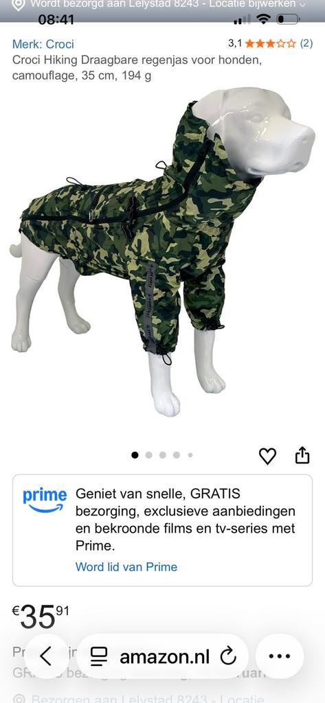 Mooie nieuwe regenjas, Ophalen of Verzenden, Zo goed als nieuw, Hondenregenjas