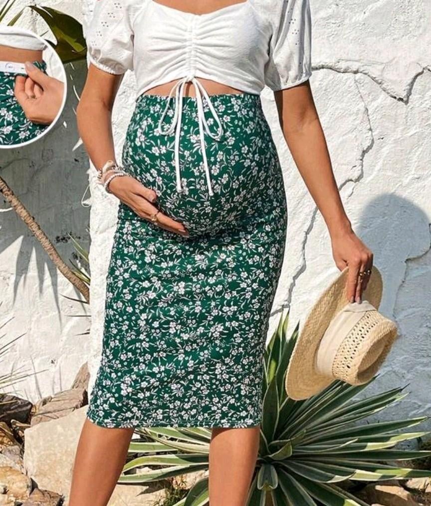 Zwangerschaps fotoshoot set, Kleding | Dames, Jumpsuits, Zo goed als nieuw, Maat 38/40 (M), Groen, Ophalen of Verzenden