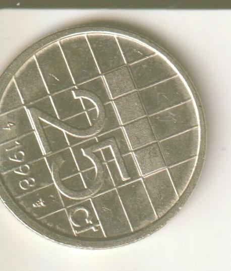 25 cent 1998 nederland, Postzegels en Munten, Munten | Nederland, Ophalen of Verzenden, Koningin Beatrix, 25 cent