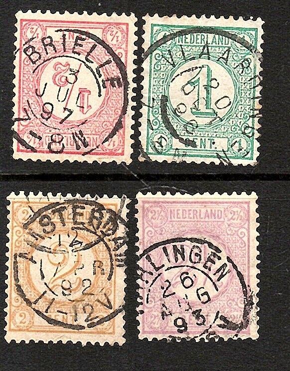 828 nvph 30-33 cijferzegels 1876-1894 gebruikt zie scan., Postzegels en Munten, Postzegels | Nederland, Ophalen of Verzenden, T/m 1940