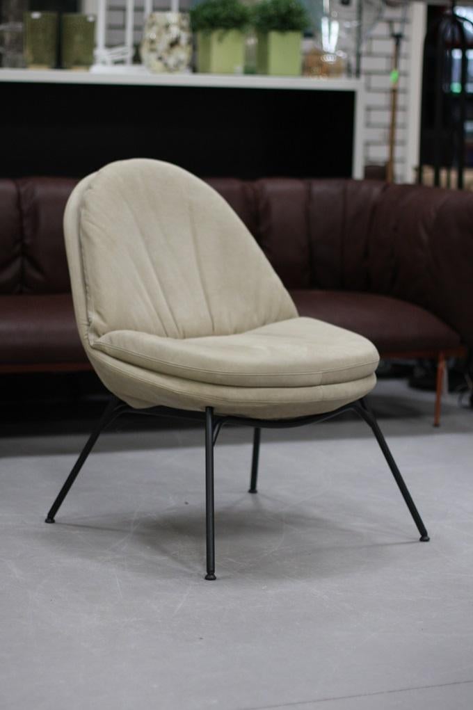 Luxe fauteuil Curtis Jess Design leer naturel beige, Ophalen, 75 tot 100 cm, Zo goed als nieuw, Leer