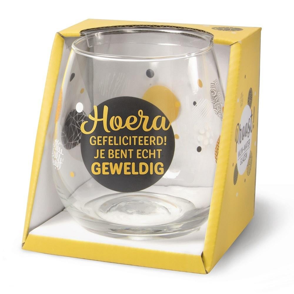 Proost! Wijn-Waterglas Hoera, Huis en Inrichting, Keuken | Servies, Nieuw, Glas of Glazen, Overige stijlen, Glas, Ophalen of Verzenden