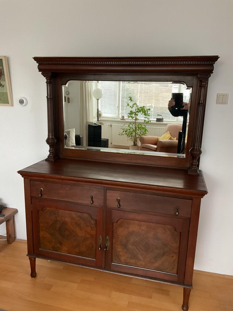 Spiegelkast/Dressoirkast Mahonie Antiek, Ophalen