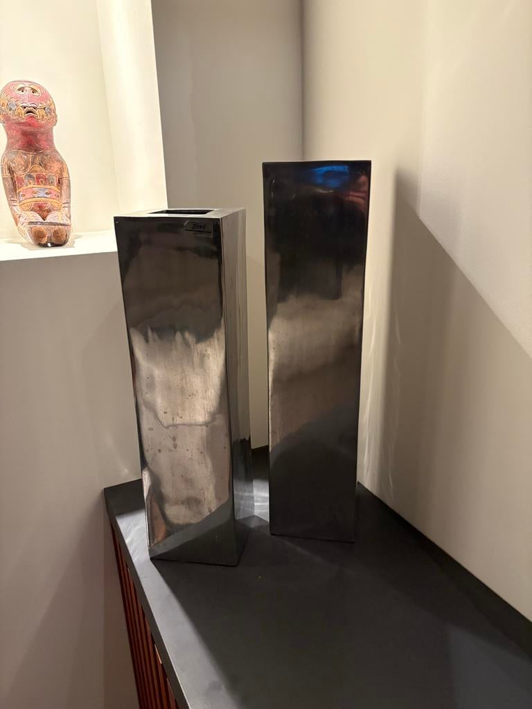 2 Bob Vazen - Chroom, Overige materialen, Gebruikt, Overige kleuren, Ophalen of Verzenden