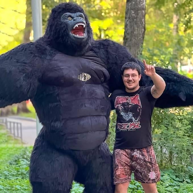 Opblaasbaar gorilla kostuum - 2.6 meter hoog - carnaval, Ophalen, Maat 52/54 (L), Carnaval, Nieuw