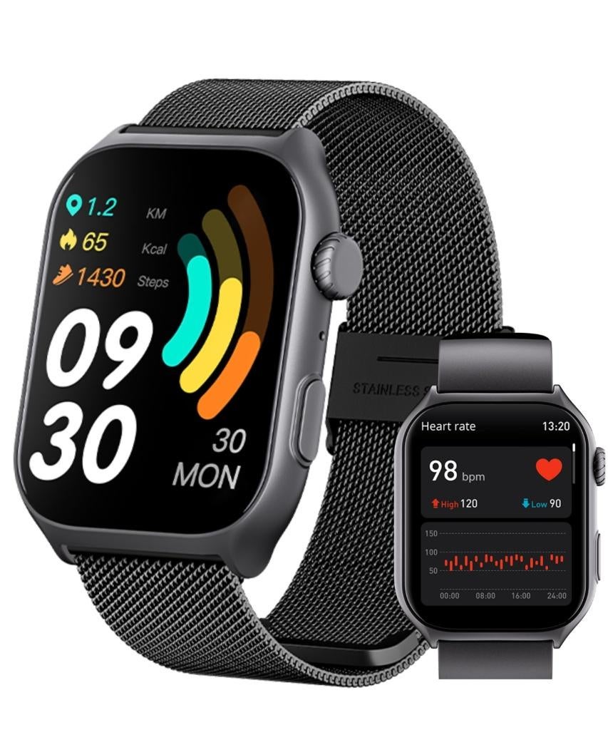 Smartwatch met 2 bandjes - iOS & Android -, Zwart, IOS, Afstand, Nieuw
