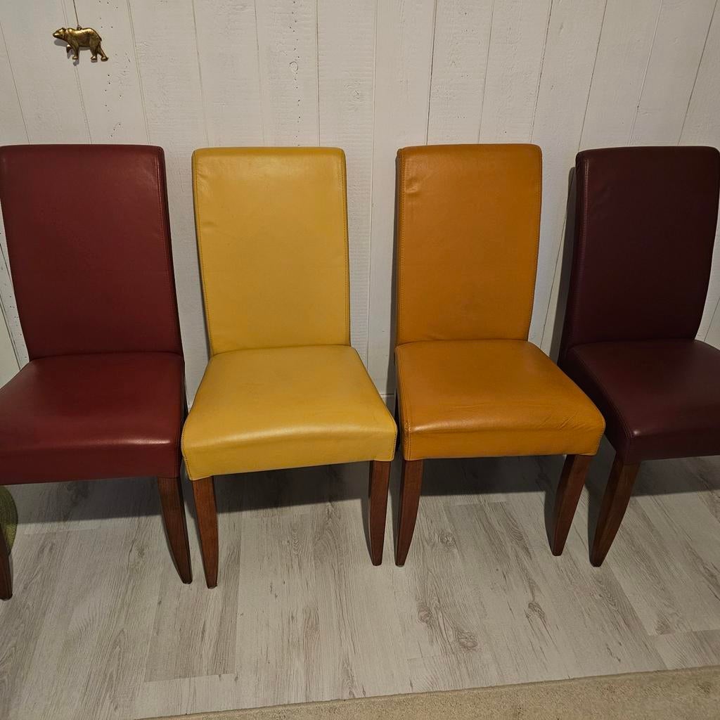 Leren eetkamerstoelen met optioneel zwarte hoezen, Ophalen of Verzenden, Rood, Leer, Vijf, Zes of meer stoelen