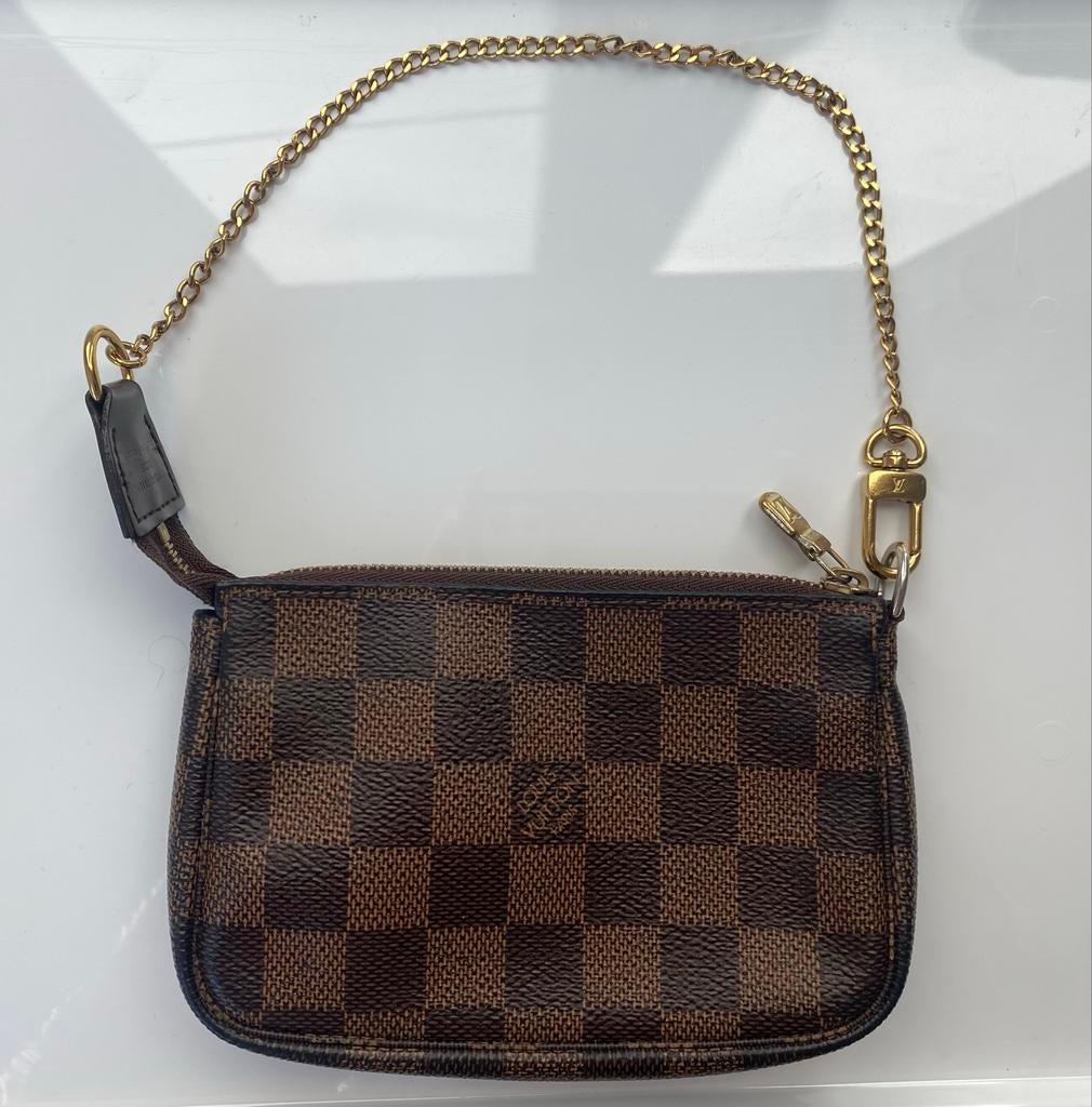 Louis Vuitton Mini Pochette Damier Ebene, Sieraden, Tassen en Uiterlijk, Tassen | Damestassen, Ophalen, Zo goed als nieuw, Bruin