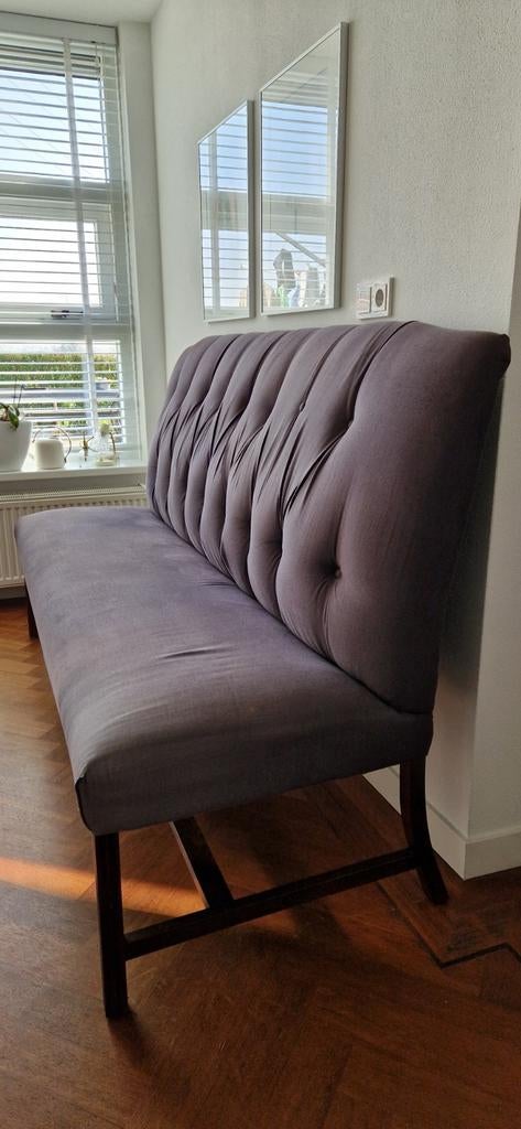 Rofra eettafelbank zwart stof gecapitonneerd, Ophalen, Gebruikt, Stof, Klassiek, Luxe, Gecapitonneerd