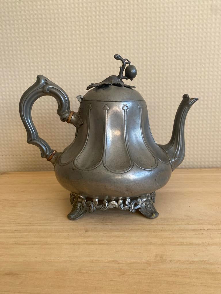 Antieke tinnen theepot, Ophalen of Verzenden