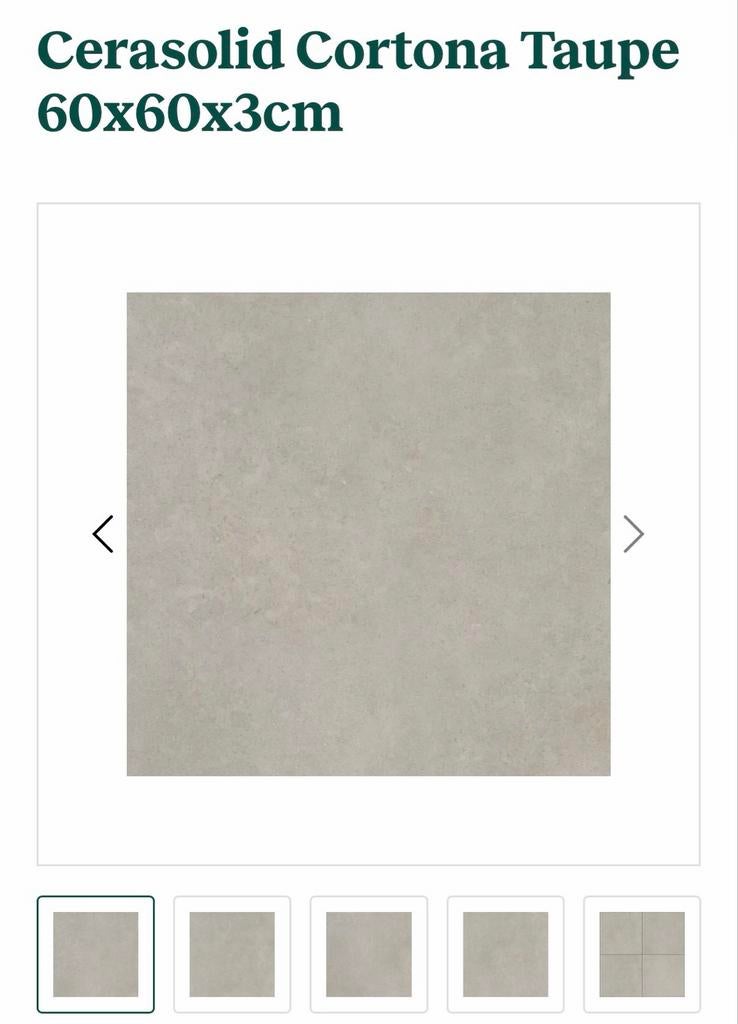 Cerasolid Cortona Taupe tegel 60x60x3cm, Ophalen, 60 cm of meer, Keramiek, Nieuw