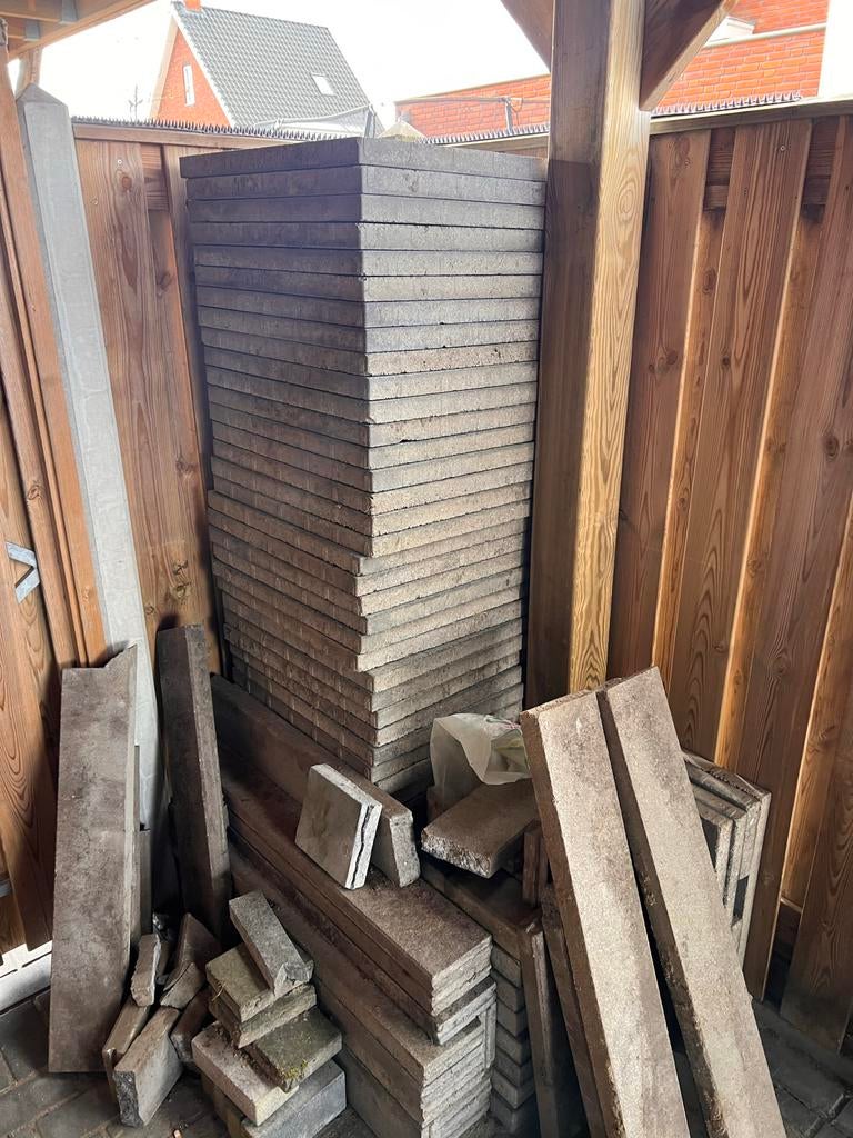 Terrastegels 60x60x4 cm - Gebruikt 30 stuks, Tuin en Terras, Tegels en Klinkers, Ophalen, Gebruikt, Beton, Terrastegels