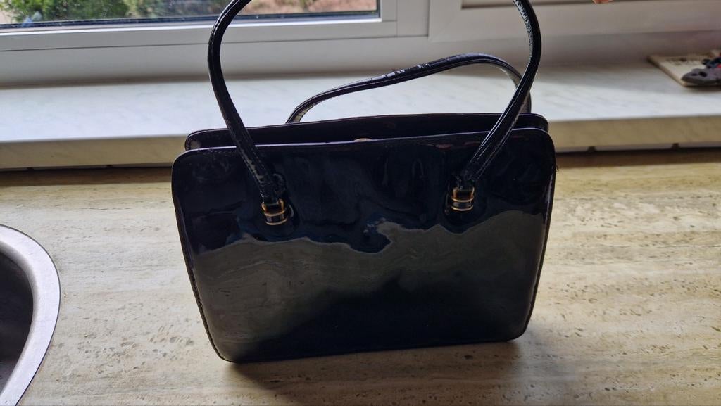 Chique zwarte lakleer handtas, Ophalen of Verzenden, Zo goed als nieuw, Zwart, Handtas