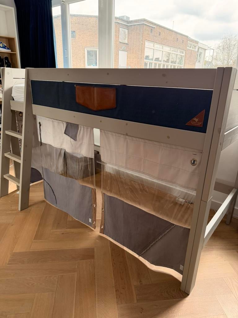 Kinder Bedden, Kinderen en Baby's, Ophalen, 85 tot 100 cm, Zo goed als nieuw, Hoogslaper of Stapelbed