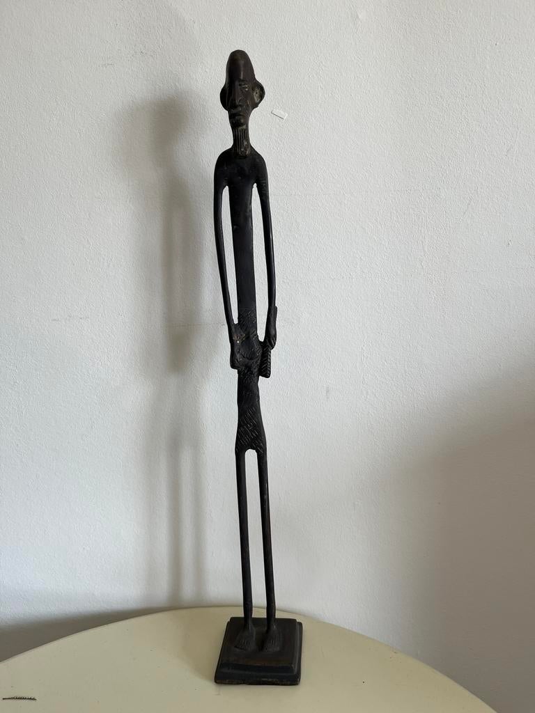 Prachtig bronzen Afrikaans beeld van man, Antiek en Kunst, Ophalen of Verzenden