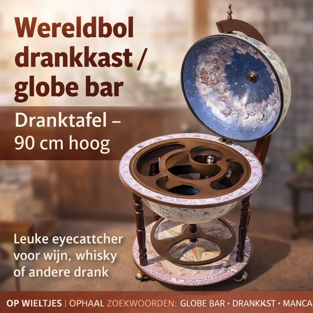 Antieke Globebar Wereldbol Whiskybar - Vintage Stijl, Ophalen, Gebruikt