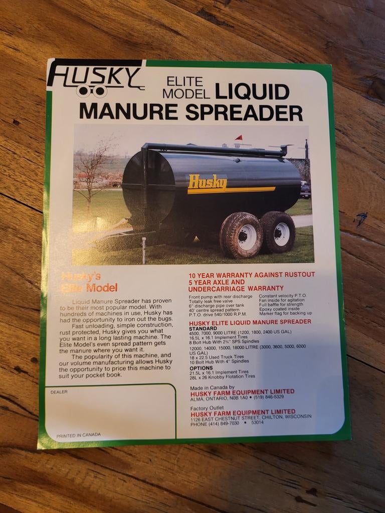 tractor folder Husky Manure spreader, Boeken, Ophalen of Verzenden, Zo goed als nieuw