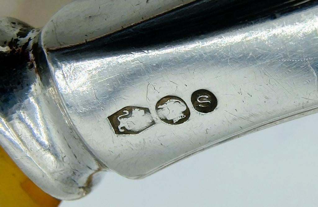 Vintage slacouvert met zilveren heften, Begeer, Voorschoten, Antiek en Kunst, Antiek | Bestek, Verzenden