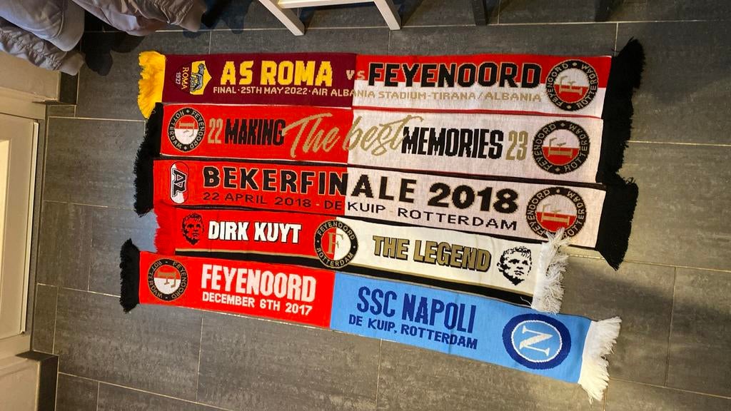 Feyenoord Sjaals: bekerfinales, kampioenschap, dirk kuyt, CL, Ophalen of Verzenden, Feyenoord, Vaantje of Sjaal