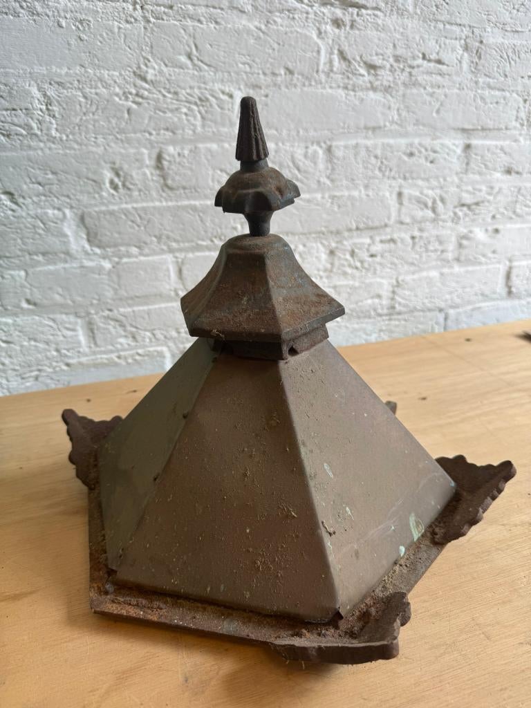 Antieke lampen kap hoed buiten koper metaal, Ophalen of Verzenden