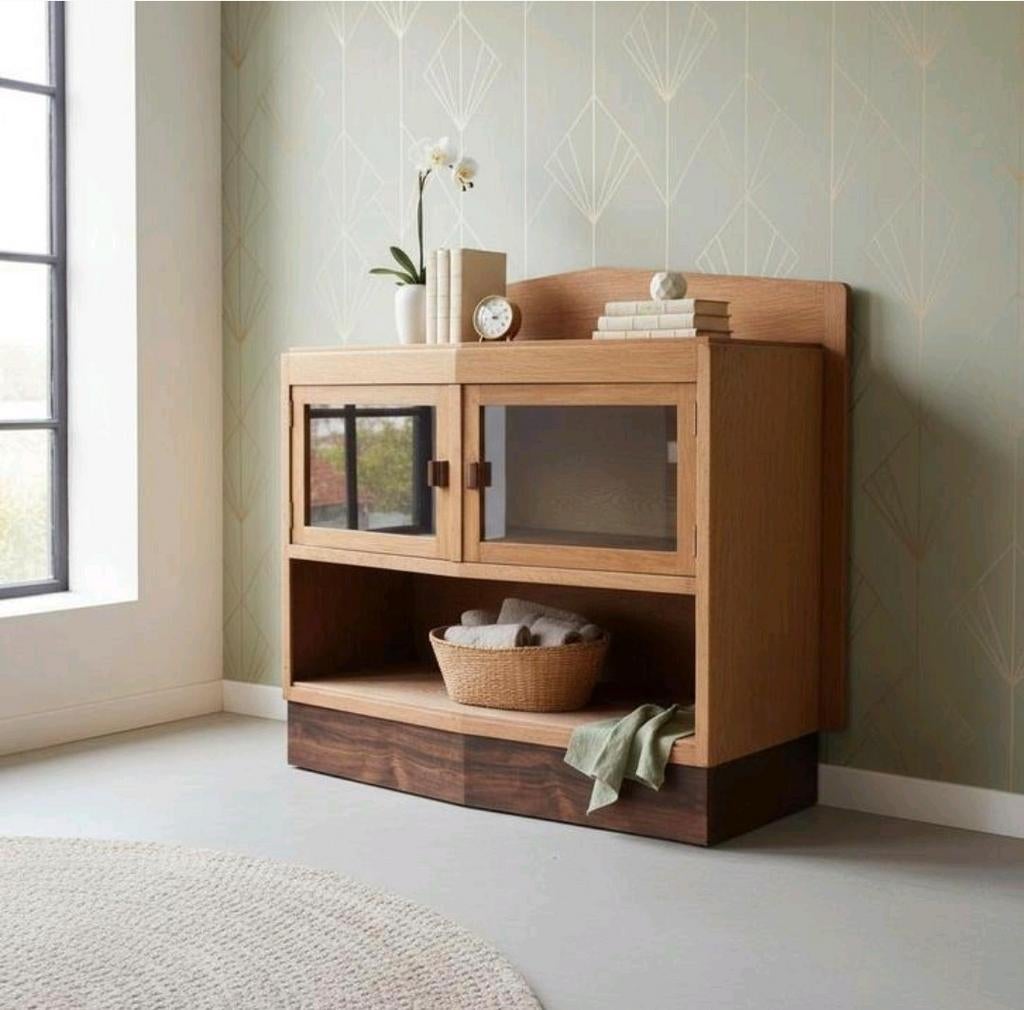 antiek Amsterdamse School kastje Art Deco theekastje, Huis en Inrichting, Ophalen, ., Eikenhout, 50 tot 100 cm