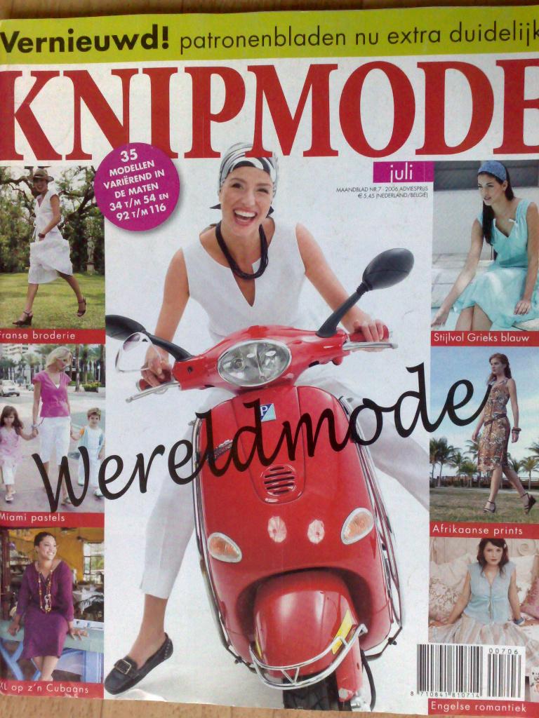 Knipmode juli 2006 , wereldmode , o. a. grote maten, Hobby en Vrije tijd, Kledingpatronen, Zo goed als nieuw, Vrouw, Knipmode