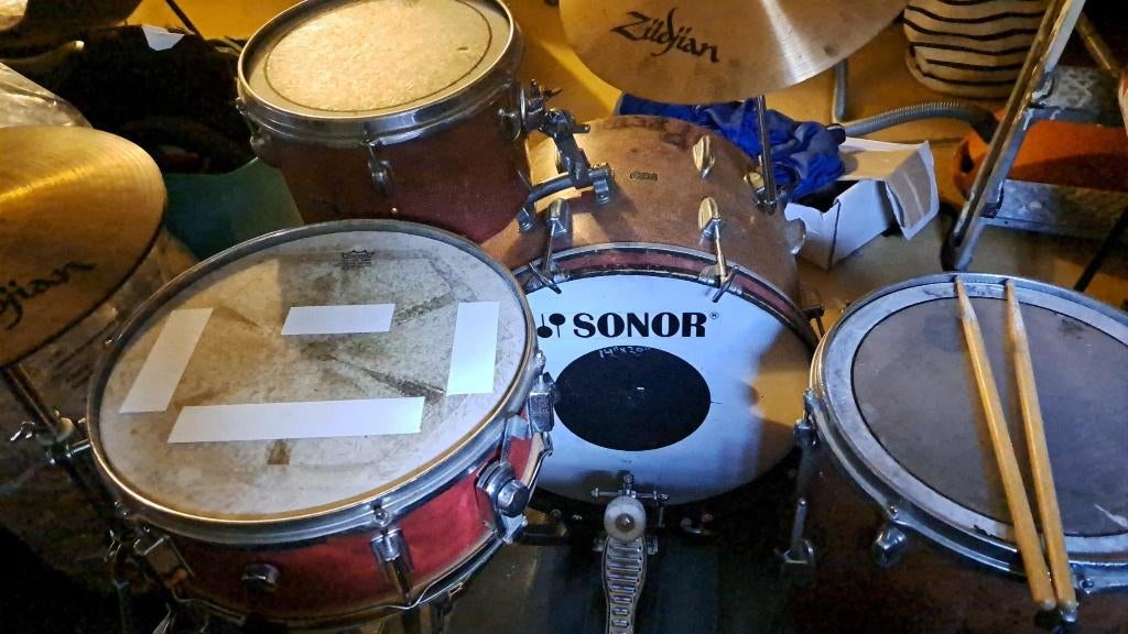 Drum stel vintage pearl 1968 red sparkle, Ophalen, Gebruikt, Pearl