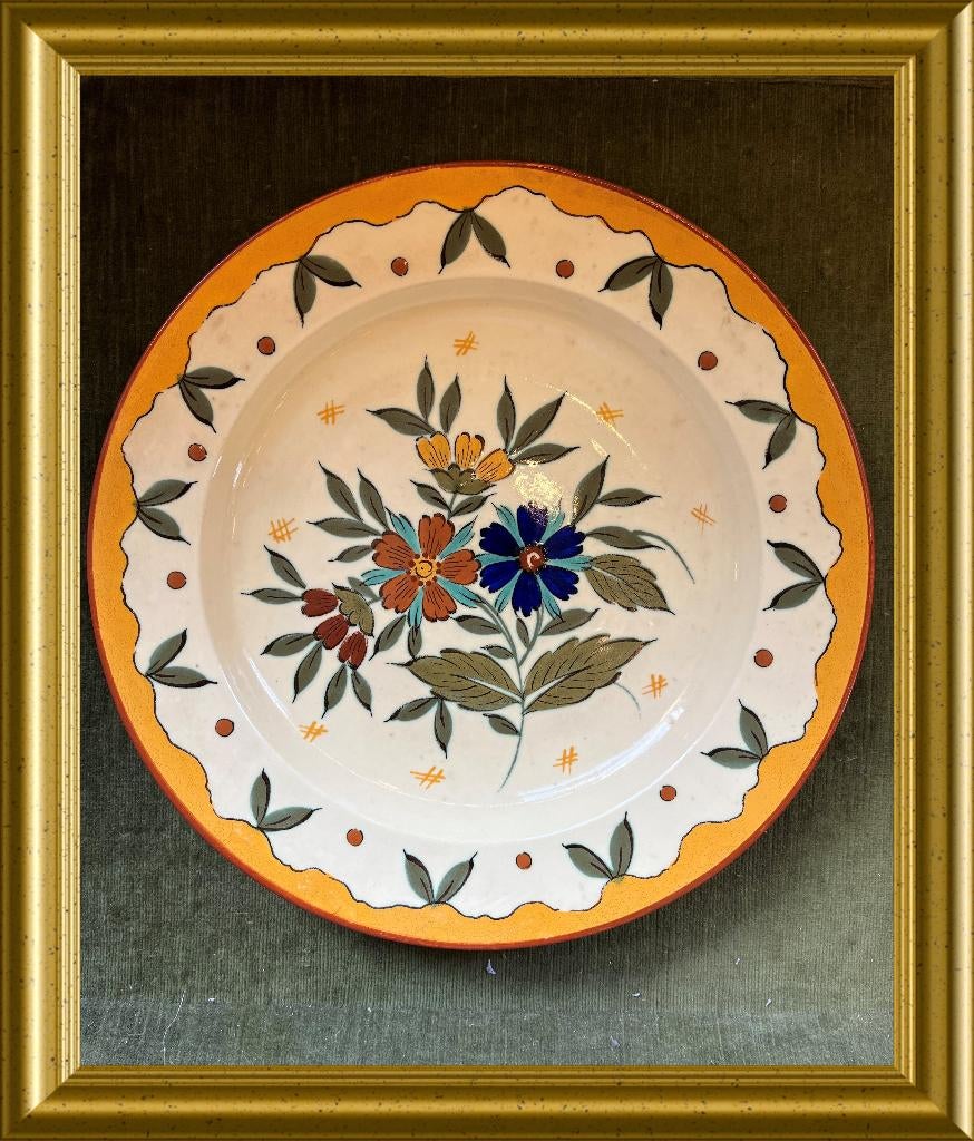 Oud handgeschilderd platelen bord,  PZH, Zuidholland Gouda, Ophalen of Verzenden