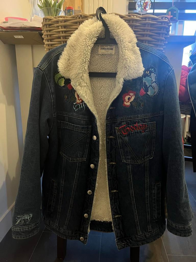 Zadig & Voltaire spijkerjack met teddy voering en borduursel, Ophalen of Verzenden, Nieuw, Maat 38/40 (M), Blauw