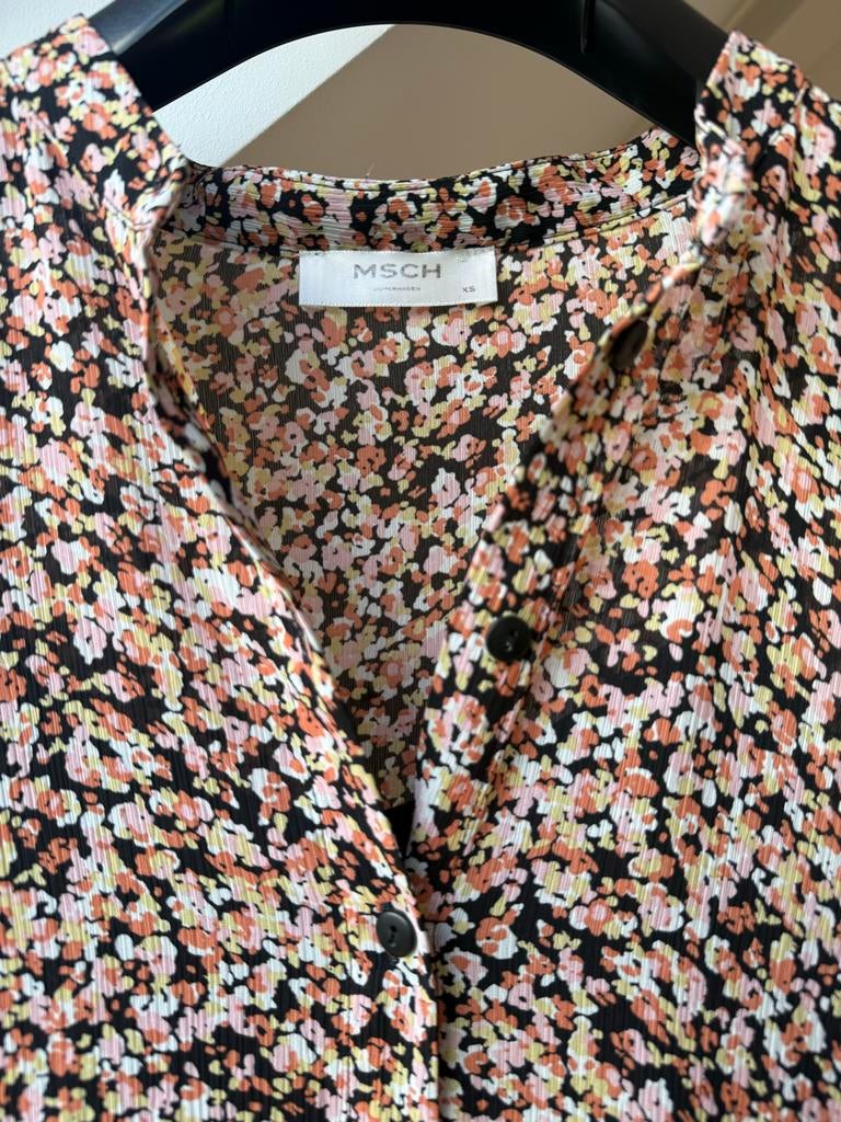 MSCH Copenhagen Jurk met onderjurk bloemenprint, Zwart, Ophalen of Verzenden, Zo goed als nieuw, Maat 34 (XS) of kleiner