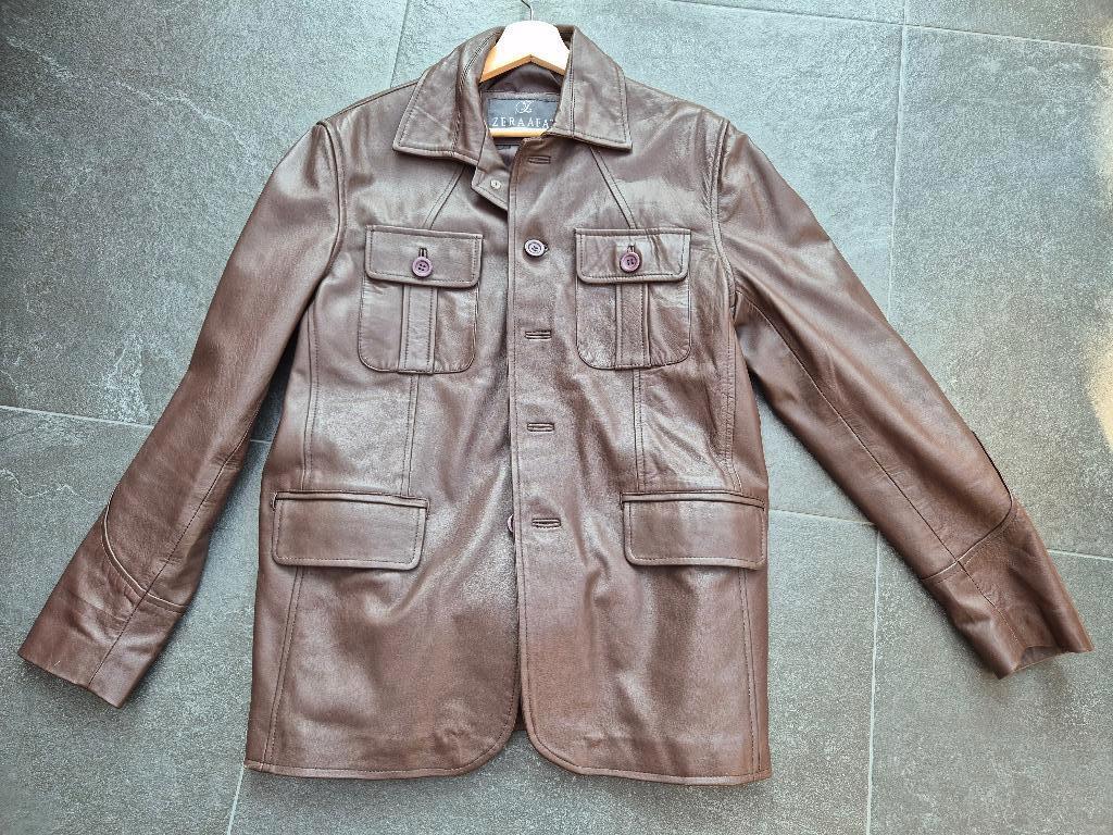 leren jas, Ophalen of Verzenden, Zo goed als nieuw, Maat 52/54 (L), Bruin