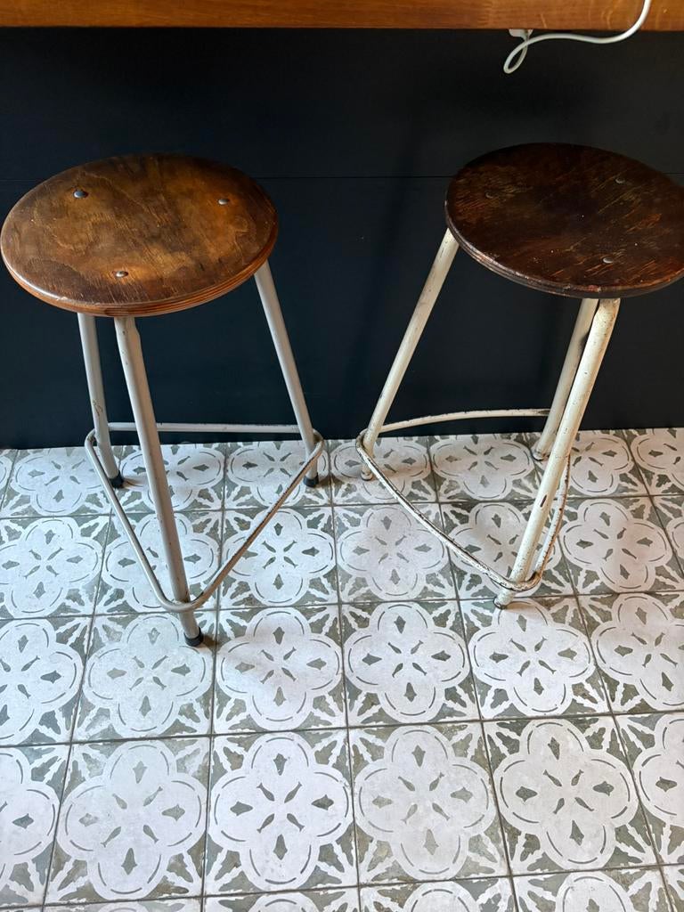 Vintage industriële krukken, Ophalen, Gebruikt