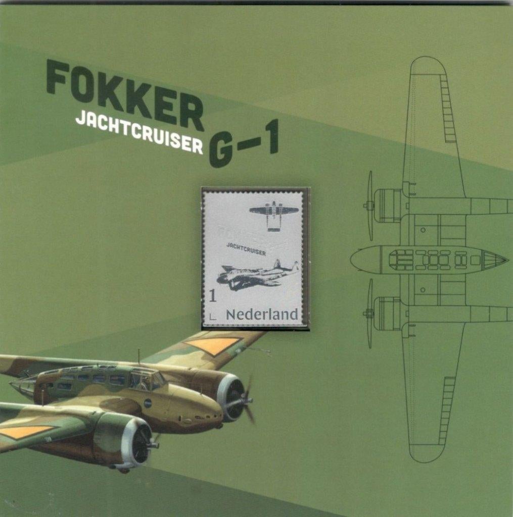 Fokker Jachtcruiser G-1 - zilveren zegel, Ophalen of Verzenden, Nederland