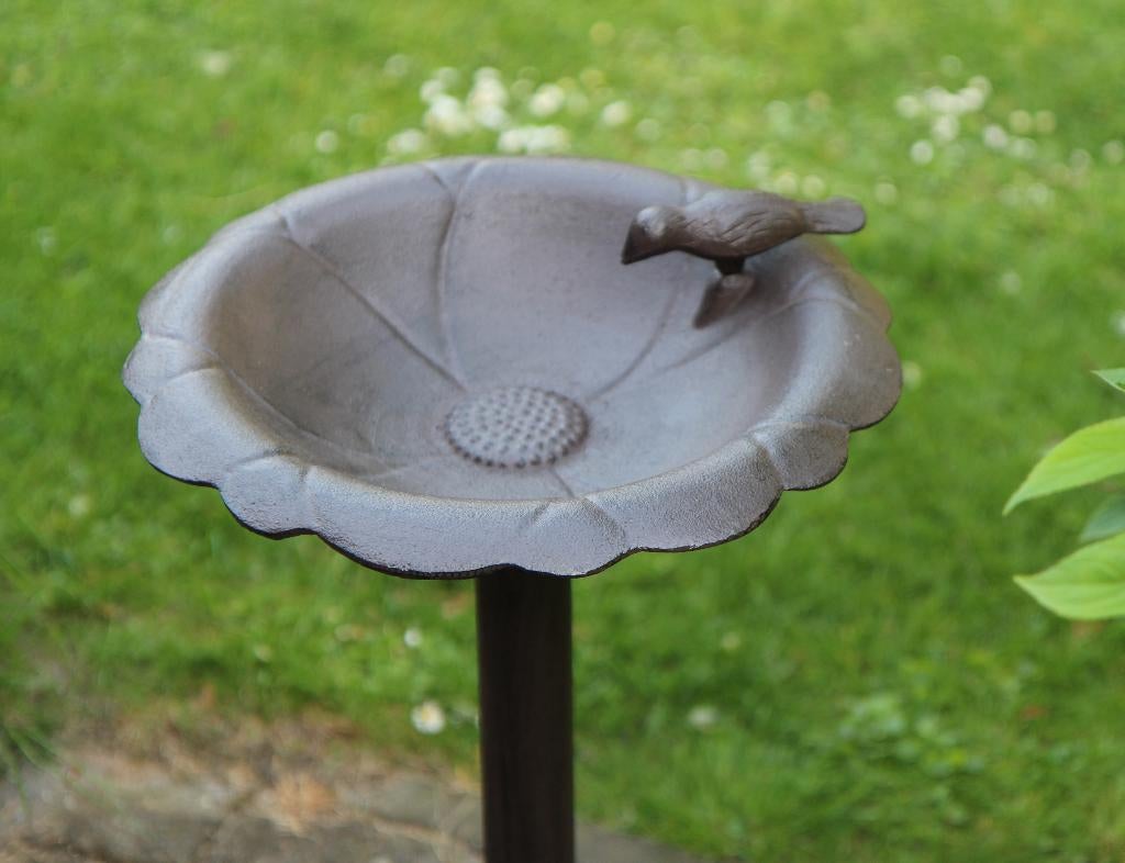 Vogelschaal Blad met vogel, gietijzer, staand, sierlijk, Robanjer, Nieuw, Ophalen of Verzenden, Harmelen