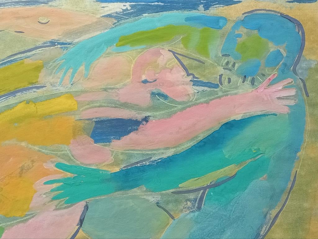 Aquarel Liefdespaar 20e eeuw Stijl Leo Gestel, Ophalen of Verzenden