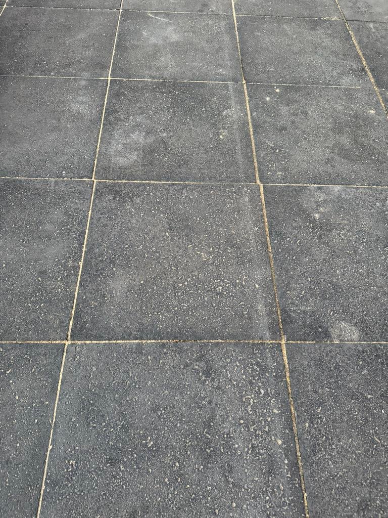 Antraciet Schellevis tegels 60x60cm, ongeveer 35m2, Ophalen, Gebruikt, 10 m² of meer, Beton